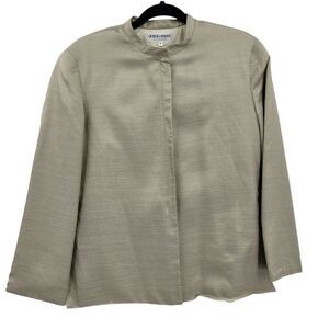 90's Giorgio Armani Silk Gold Mandarin‎ Collar Single Breasted Tunic Blazer Sz 6